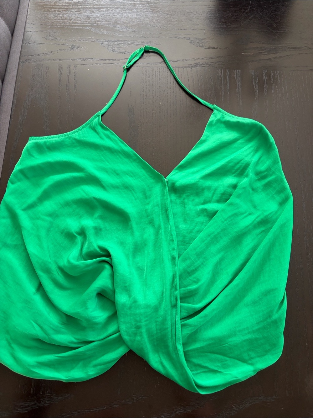 Naked Zebra Emerald Green Draped V-Neck Halter Camisole